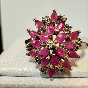 Vintage Pink and Gold Floral Ring